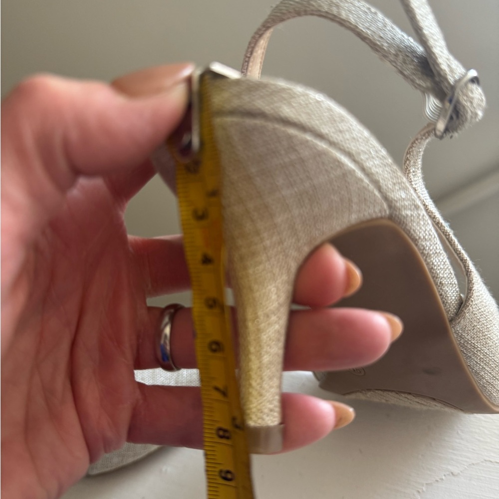 Marbella Beige Neutral Kitten Heel Sling Backs Bow Size 9 NEW - Picture 7 of 7